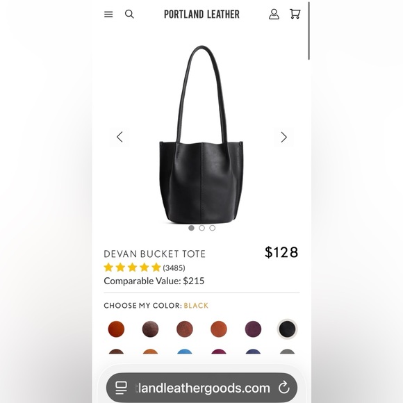 PORTLAND LEATHER BLACK DEVAN BUCKET BAG SMALL TOTE - Picture 2 of 10